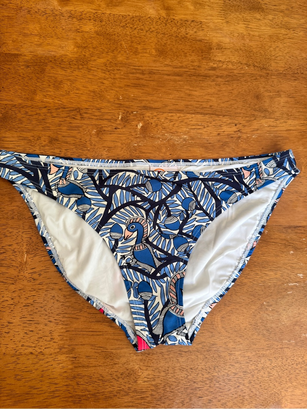 Tory Burch Something Wild Bikini Bottom Small Tropical Bird Print Blue Pink